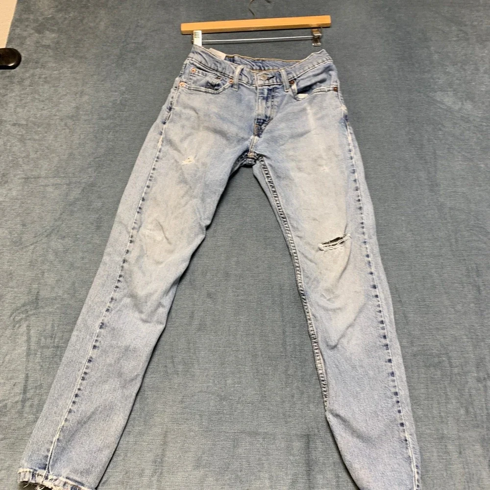 Levi's 512 Slim Taper Fit Jeans Mens 28x30 Blue Denim Light Wash Distressed